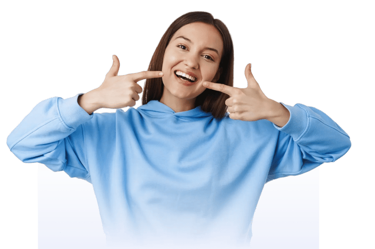 Happy dental patient giving thumbs up after treatment in Turkey